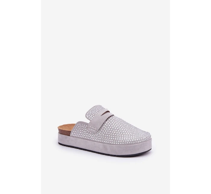 Dámské Pantofle Zdobené Na Platformě Šedé model 21683246 - Boto