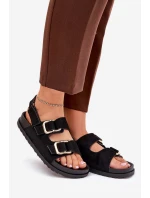 Sandały Damskie Z Klamrami Czarne Seladith Sandały Damskie Z Klamrami Czarne Seladith