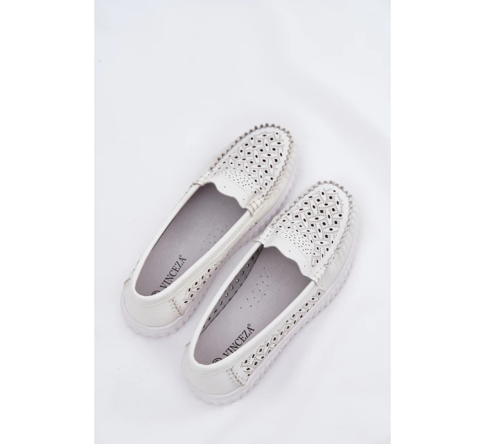 Kožené Dámské Mokasíny S  Bílé model 21691919 - VINCEZA