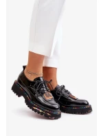 Lakované dámske šnurovacie poltopánky Artiker Black Lakované dámske šnurovacie poltopánky Artiker Black