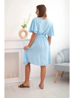 Šaty s vrstveným výstrihom modré Šaty s vrstveným výstrihom modré