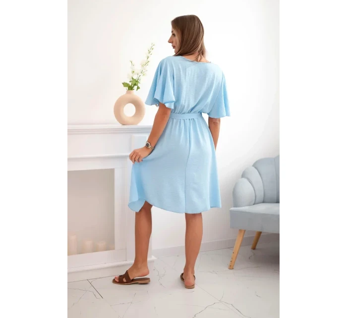 Šaty s vrstveným výstrihom modré Šaty s vrstveným výstrihom modré