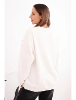 Dámska mikina z elastického bavlneného materiálu s okrúhlym výstrihom biela