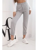 Dámské bavlněné kalhoty s gumou v pase šedé