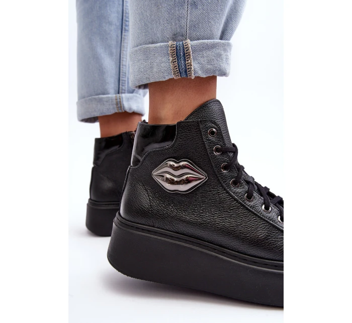 Trampki Damskie Wysokie Na Suwak Lemar Czarne Katerin