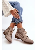 Dámské Šněrovací Botky  Beige model 21646147 - Zazoo