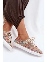 Otevřené polobotky z přírodního semiše vícebarevné Kamelia