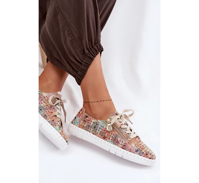 Otevřené polobotky z přírodního semiše vícebarevné Kamelia