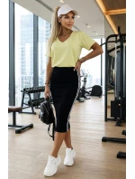 665-1 Dámska bavlnená blúzka s krátkym výstrihom do V - maslovo žltá