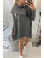 Oversize mikina s asymetrickými boky grafitová