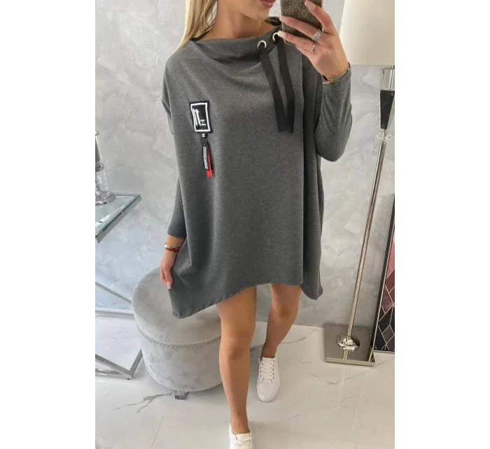 Oversize mikina s asymetrickými boky grafitová