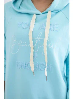 Bavlnená mikina s kapucňou mätová