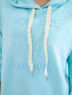 Bavlnená mikina s kapucňou mätová