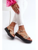 dámské sandály na platformě  béžové model 21661896 - Zaxy