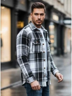 Pánská černobílá kostkovaná košile model 21994095 - Dstreet Pánská černobílá kostkovaná košile model 21994095 - Dstreet