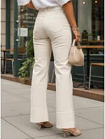 Dámske široké džínsy s vysokou sedmičkou béžové FashionStreet UY2944