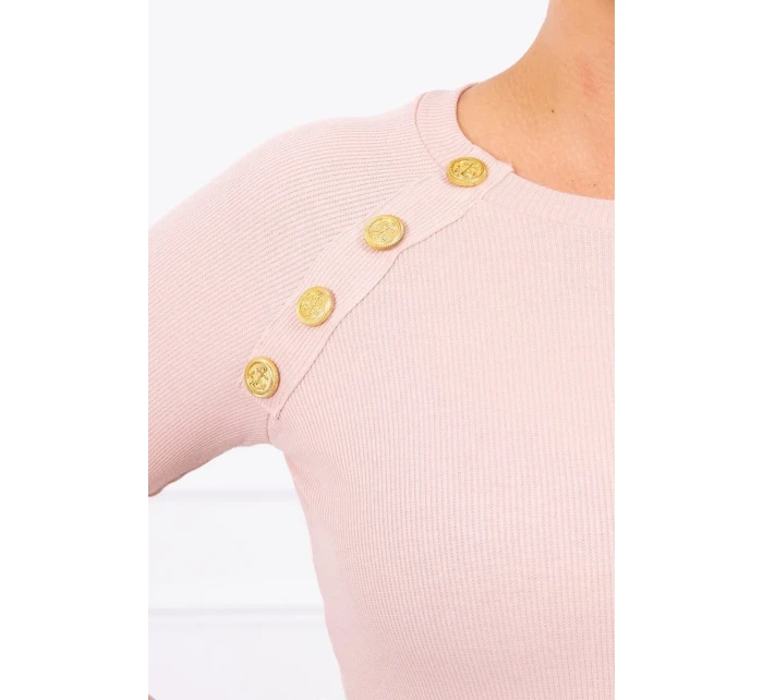 Šaty s ozdobnými gombíkmi tmavo púdrovo ružové