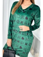 Zamatové šaty s ozdobným vzorom zelená + čierna Zamatové šaty s ozdobným vzorom zelená + čierna