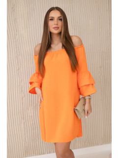 Španielske šaty s volánmi na rukáve oranžové