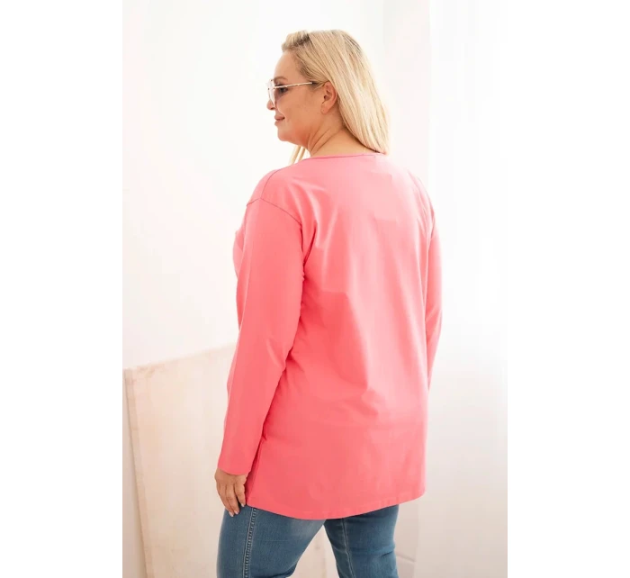 Dámská blůza Plus Size s lodičkovým výstřihem růžová