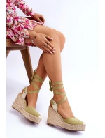 Wiązane Sandały Na Wysokim Koturnie Zielone Lendy Wiązane Sandały Na Wysokim Koturnie Zielone Lendy