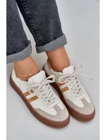 Zazoo N1068S6 Skórzane Niskie Sneakersy Damskie Na Platformie Beżowe