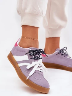 Niskie Sneakersy Damskie Z Podwójnym Sznurowaniem Fioletowe Ventus