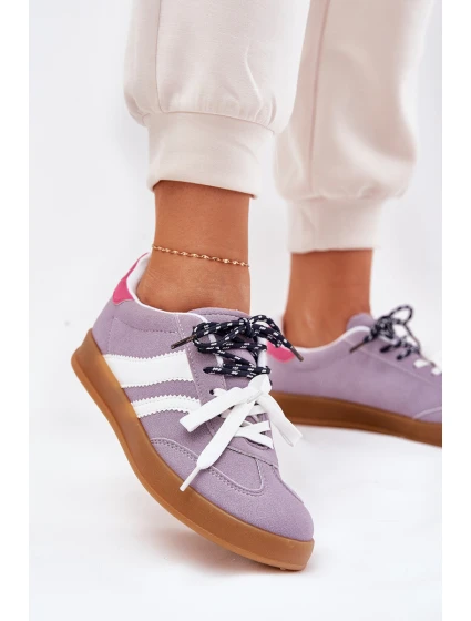 Nízké Dámské Tenisky S Šněrováním Fialové model 21689775 - Boto Nízké Dámské Tenisky S Šněrováním Fialové model 21689775 - Boto