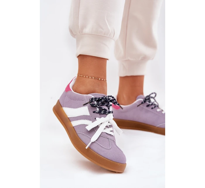 Nízké Dámské Tenisky S Šněrováním Fialové model 21689775 - Boto Nízké Dámské Tenisky S Šněrováním Fialové model 21689775 - Boto