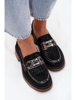 Semišové dámské mokasiny s ozdobou model 21713887 Černé - D&A
