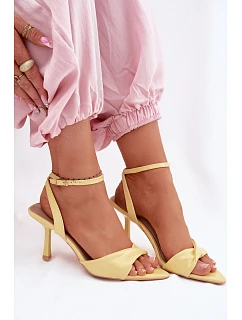 Dámské sandály na podpatku z eko kůže žluté model 22092099 - Boto