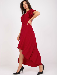 Červené večerné šaty s dlhším chrbtom