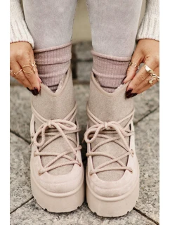 Snežnice s viazaním na platforme béžové Mavora