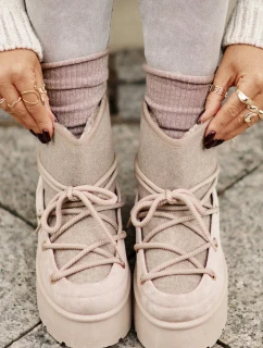 Snežnice s viazaním na platforme béžové Mavora