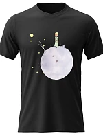 Pánske bavlnené tričko s potlačou - LITTLE PRINCE - čierne