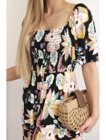 Viskózové šaty s volánkovým výstřihem model 20243124 černé - Kesi