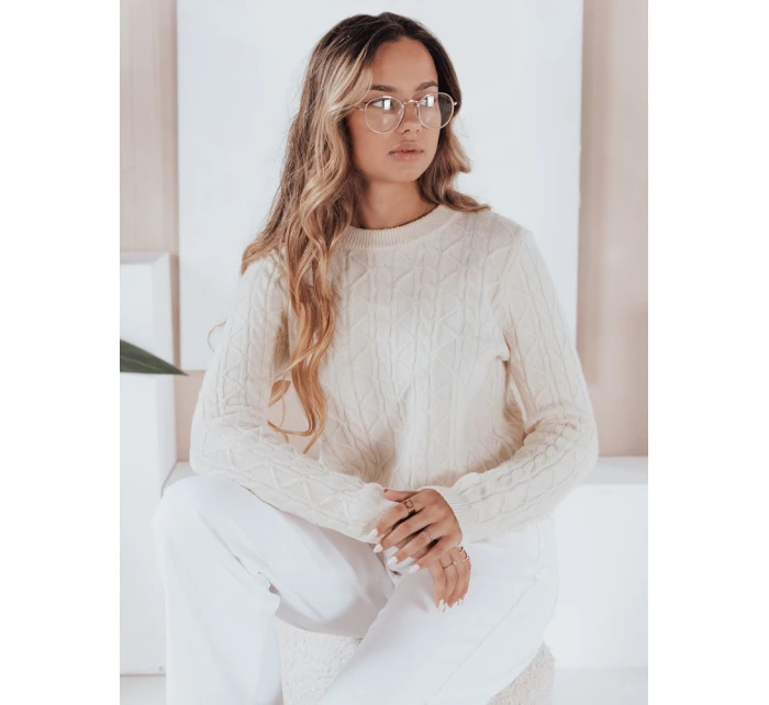 Dámsky sveter BRAVINA ecru FashionStreet MY2527 Dámsky sveter BRAVINA ecru FashionStreet MY2527