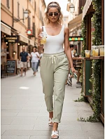 Dámske tepláky s vysokým pásom zelené FashionStreet UY2957