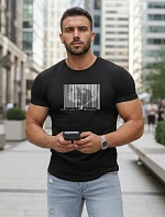 Pánske tričko s klasickou čiernou potlačou FashionStreet NX5014R