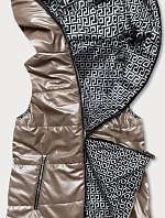 Rozšírená obojstranná dámska vesta vo farbe cappuccino (B8006-12)