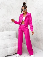 Krátka bunda + široké nohavice fuchsiová (8263)