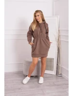 Zateplené šaty s kapucňou mocca