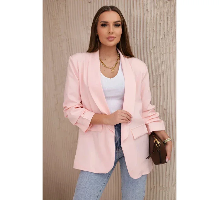 Bunda s klopami elegantná svetlo púdrovo ružová