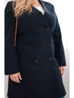 Dámský kabát Plus Size model 21959210 s límcem modrý - K-Fashion