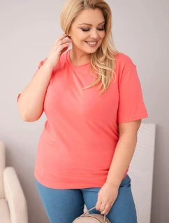 Dámská bavlněná halenka Plus Size s krátkým rukávem basic malinová