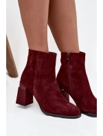 Botki Damskie Z Naturalnego Zamszu Na Słupku Ocieplane D&A CR52-718 Bordowe Botki Damskie Z Naturalnego Zamszu Na Słupku Ocieplane D&A CR52-718 Bordowe