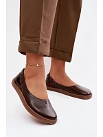 Kožené baleríny Barefoot model 22073665 Čokoládové - Zazoo