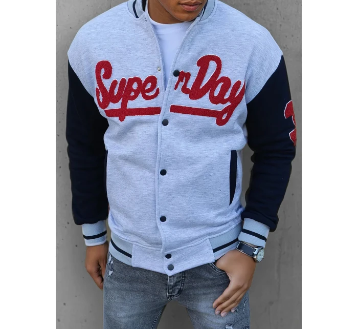 Pánska šedá mikina na zips FashionStreet BX5446 Pánska šedá mikina na zips FashionStreet BX5446