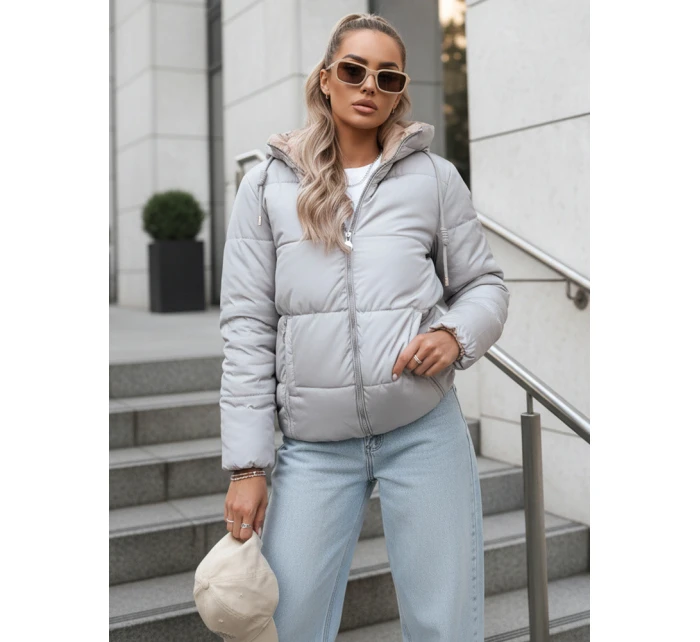 Dámska prechodná bunda prešívaná na oboch stranách VICTORIA SNUG sivá TY3696