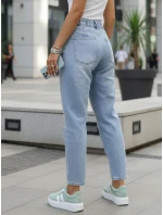 Jeansy damskie mom fit z wysokim stanem niebieskie model 22016767 - FashionStreet